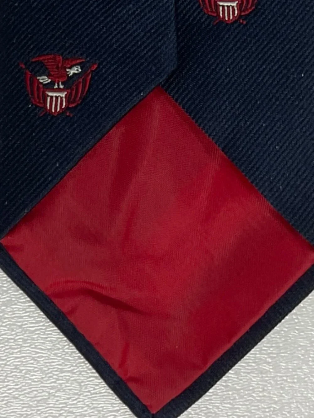 Razor Mens Navy Blue Tie with Patriotic Eagle USA Embroidered Pattern